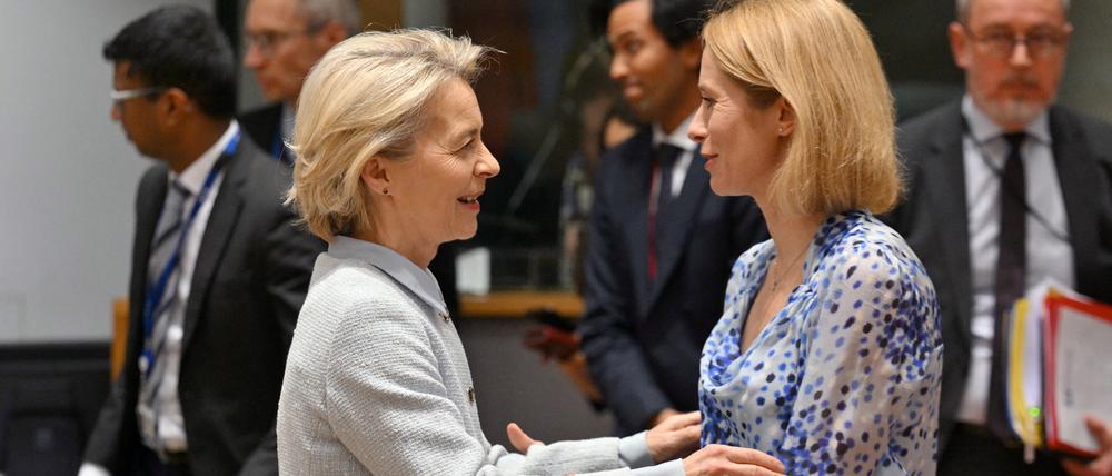 Die Kommissionschefin Ursula von der Leyen und Kaja Kallas (links) und EU-Außenbeauftragte Kaja Kallas wollen mehr in Verteidigung investieren.