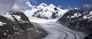 Der Aletschgletscher in der Nähe von Goms in der Schweiz.