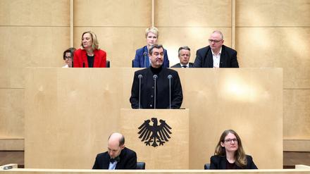 Der bayerische Ministerpräsident Markus Söder sspricht vor dem Bundesrat.