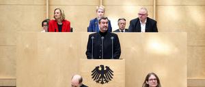 Der bayerische Ministerpräsident Markus Söder sspricht vor dem Bundesrat.