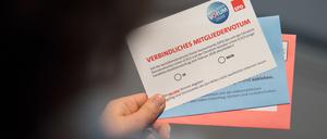 So sahen die Unterlagen für das SPD-Mitgliedervotum zur Bildung einer großen Koalition mit der Union 2018 aus.