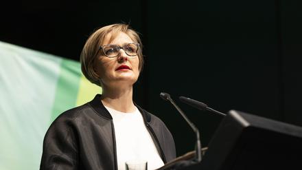 Franziska Brantner, Bundesvorsitzende von Bündnis 90/Die Grünen, spricht beim Landesparteitag von Bündnis 90/Die Grünen Niedersachsen im Veranstaltungszentrum Congress Union Celle.