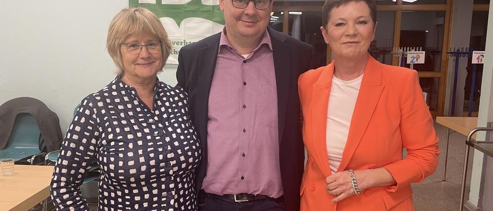 Die neue Vorsitzende der Interessenvertretung Berliner Schulleitungen, Beate Maedebach (li.) mit ihren Stellvertretern Karina Jehniche und Tilmann Kötterheinrich-Wedekind.