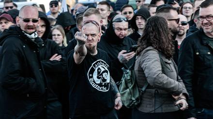 Teilnehmer einer rechten Demonstration in Berlin.