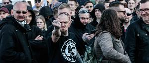 Teilnehmer einer rechten Demonstration in Berlin.