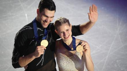 Nikita Wolodin (l) und Minerva Hase könnten bei der Eiskunstlauf-WM in Boston ihre Saison krönen.