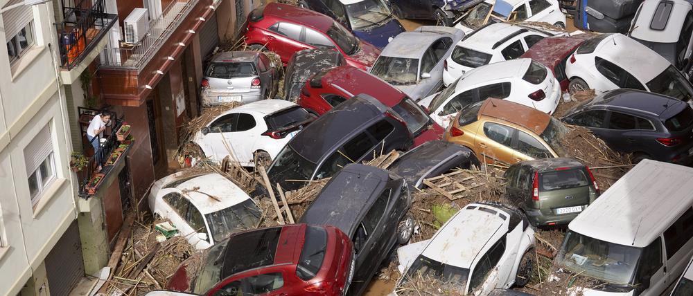 Heftige Regenfälle lösten im Oktober 2024 im spanischen Valencia schwere Überschwemmungen aus. 232 Menschen starben, der Schaden lag bei 17,5 Milliarden Euro.