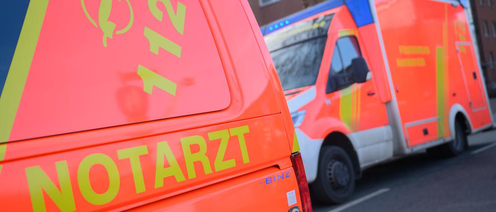 Ein Notarzt-Fahrzeug und ein Rettungswagen stehen an einer Einsatzstelle. (Symbolbild)