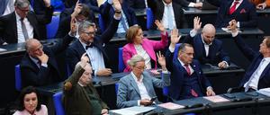Die AfD Fraktion stimmt ab bei der Wahl zur Änderung der Tagesordnung bei der konstituierenden Sitzung des neuen Bundestags.