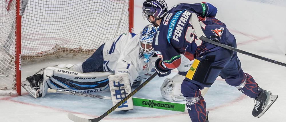 Gabriel Fontaine erzielte beim Sieg der Eisbären gegen Straubing das 2:0.