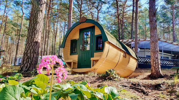 Wer will, kann auf dem Naturcampingplatz am Springsee auch in einem ausgebauten Fass nächtigen.