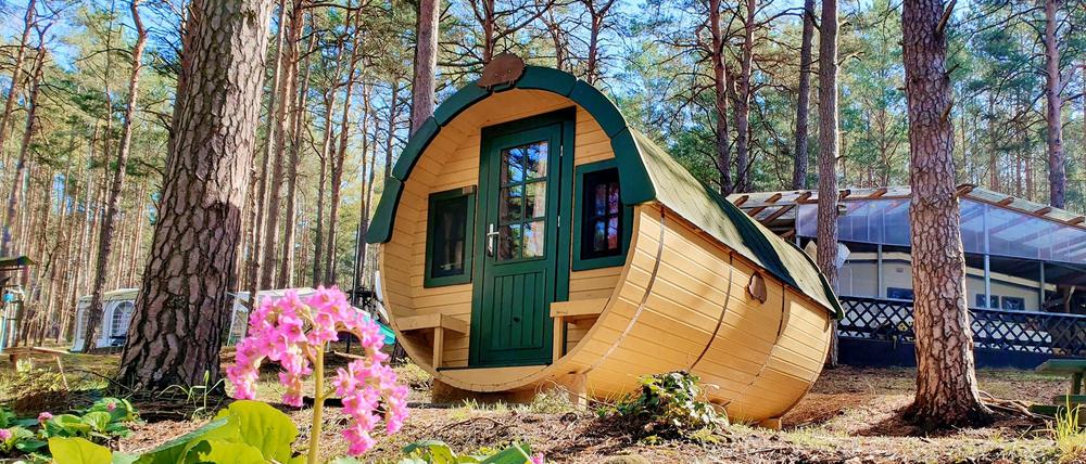 Wer will, kann auf dem Naturcampingplatz am Springsee auch in einem ausgebauten Fass nächtigen.