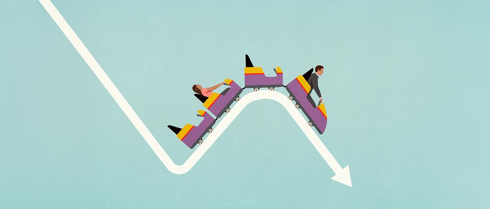 Talfahrt eines Aktienkurses (Illustration).