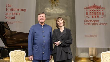 Der Generalmusikdirektor der Berliner Staatsoper, Christian Thielemann, und Intendantin Elisabeth Sobotka bei der Saisonpräsentation am 27. März.