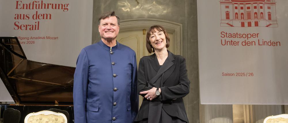 Der Generalmusikdirektor der Berliner Staatsoper, Christian Thielemann, und Intendantin Elisabeth Sobotka bei der Saisonpräsentation am 27. März.