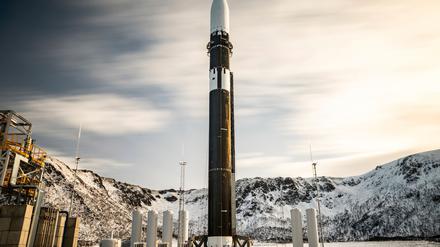 Die Rakete von Isar Aerospace auf dem Startplatz in Norwegen. (Handout)