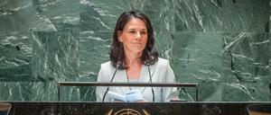 Annalena Baerbock (Bündnis90/Die Grünen), Außenministerin, spricht bei der 79. Generaldebatte der UN-Vollversammlung (Symbolbild).