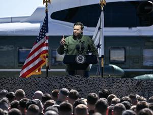 US Vice President JD Vance speaks at the Marine Corps Base in Quantico, Virginia, on March 26, 2025. (Photo by Jim WATSON / AFP)