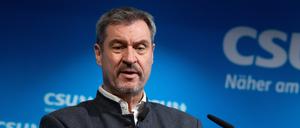 Markus Söder (CSU), Ministerpräsident von Bayern, nimmt an einer Pressekonferenz teil (Archivbild).