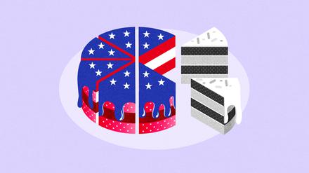 Eine Torte ist zum überwiegenden Teil mit den Farben der US-Flagge eingefärbt.