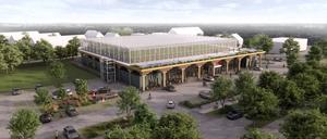 So soll er aussehen, der neue Rewe-Supermarkt mit Dachfarm in der Malteserstraße 128 in Berlin-Lankwitz.