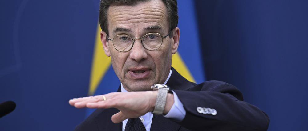 Der schwedische Ministerpräsident Ulf Kristersson letzte Woche, als er eine deutliche Erhöhung der Verteidigungsausgaben ankündigte.