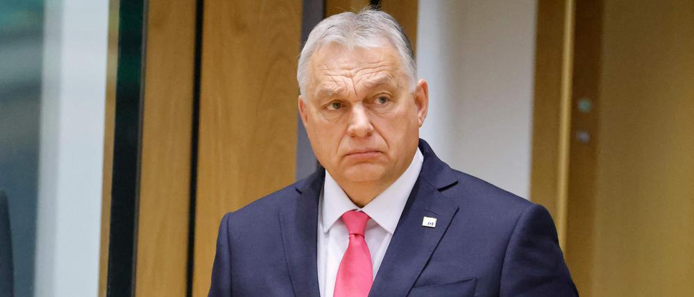 Hungary's Prime Minister Viktor Orban arrives for the start of a European Union Summit at the Europa Building Forum, in Brussels on March 20, 2025. (Photo by Ludovic MARIN / AFP)
