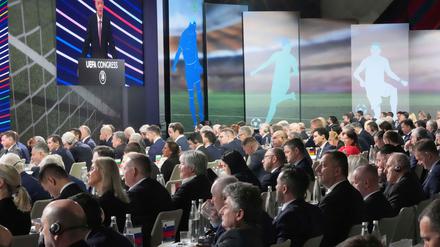 FIFA-Chef Infantino sprach bei der UEFA auch über die Frauen-WM 2031 und 2035. 