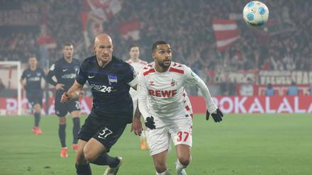 Harter Kampf. Im Pokal mussten sich Toni Leistner (links) und Hertha BSC dem 1. FC Köln geschlagen geben. 