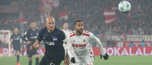 Harter Kampf. Im Pokal mussten sich Toni Leistner (links) und Hertha BSC dem 1. FC Köln geschlagen geben. 