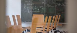 Leeres Klassenzimmer in Berlin.