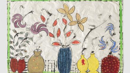 Isabella Ducrot Collage „Pots 2025-2“ von 2025 misst 120 x 180 Zentimeter.