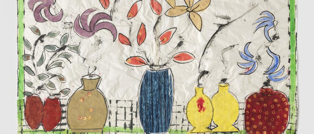 Isabella Ducrot Collage „Pots 2025-2“ von 2025 misst 120 x 180 Zentimeter.