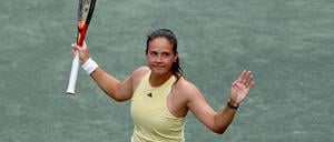 Daria Kasatkina nach ihrem ersten Sieg als Spielerin des australischen Tennisverbandes.