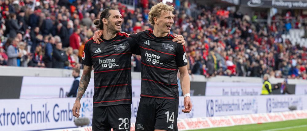 Gute Laune bei Union. Christopher Trimmel (links) und Leopold Querfeld sind auf dem besten Weg zum Klassenerhalt.