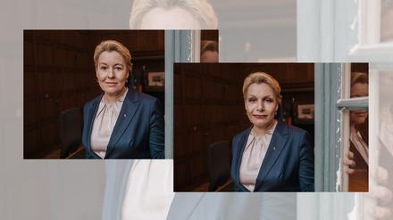 Wirtschaftsministerin Franziska Giffey mit und ohne Anonymisierung.