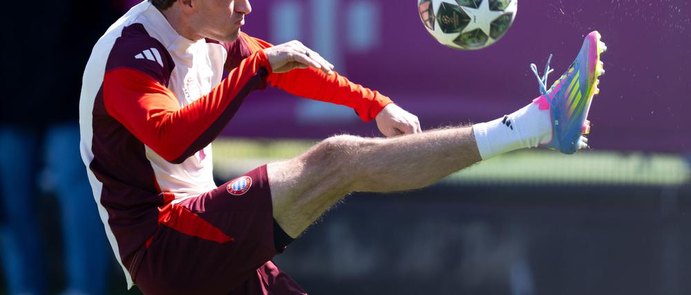 Thomas Müller war bester Laune beim Abschlusstraining.