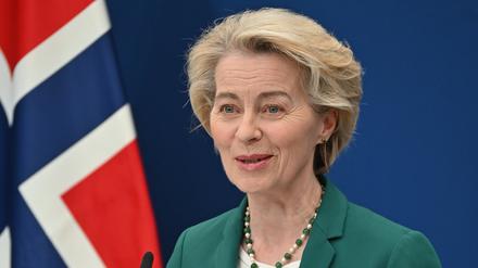 Die Präsidentin der Europäischen Kommission, Ursula von der Leyen, spricht auf einer Medienkonferenz im Hauptsitz der Europäischen Kommission in Brüssel. Foto: Anna Ross/dpa 