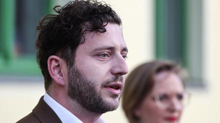 Felix Banaszak, Bundesvorsitzender von Bündnis 90/Die Grünen, und Franziska Brantner, Bundesvorsitzende von Bündnis 90/Die Grünen