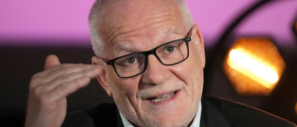 Festivaldirektor Thierry Frémaux bei der Pressekonferenz, auf der das Programm der 78. Internationalen Filmfestspiele von Cannes bekanntgegeben wird.