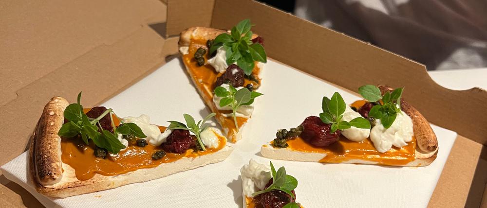 Teil des Sieben-Gänge-Menüs: Diese „Pizza“ gibt es im „Cookies Cream“.