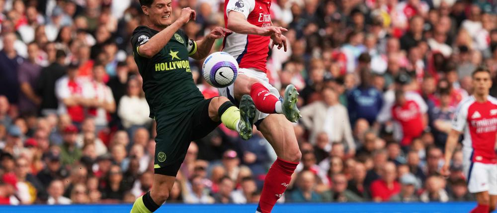 Gala gegen Real, Enttäuschung gegen Brentford: Arsenals Declan Rice (r.) erlebt eine Woche mit Höhen und Tiefen.