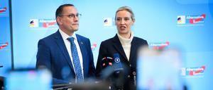 Die AfD-Chefs Tino Chrupalla (l.) und Alice Weidel