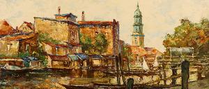 So hat Gerhard Graf die Alte Fahrt mit Blick auf die Heiligengeistkirche um 1920 gemalt.