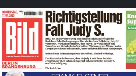 „Bild“-Richtigstellung zum Fall Judy S.