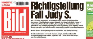 „Bild“-Richtigstellung zum Fall Judy S.
