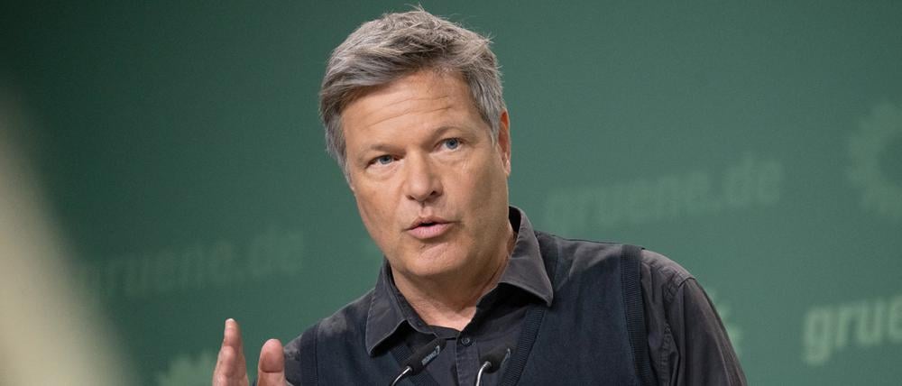 Robert Habeck (Bündnis 90/Die Grünen), damaliger geschäftsführender Bundesminister für Wirtschaft und Klimaschutz, spricht während eines kleinen Parteitags von Bündnis 90/Die Grünen (Archivbild).