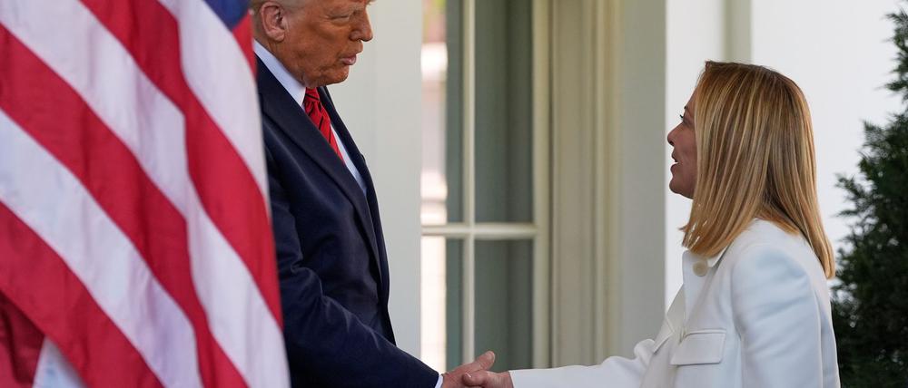Die US-Zollpolitik ist eines der Hauptthemen bei Treffen von Italiens Ministerpräsidentin Meloni und US-Präsident Trump in Washington.