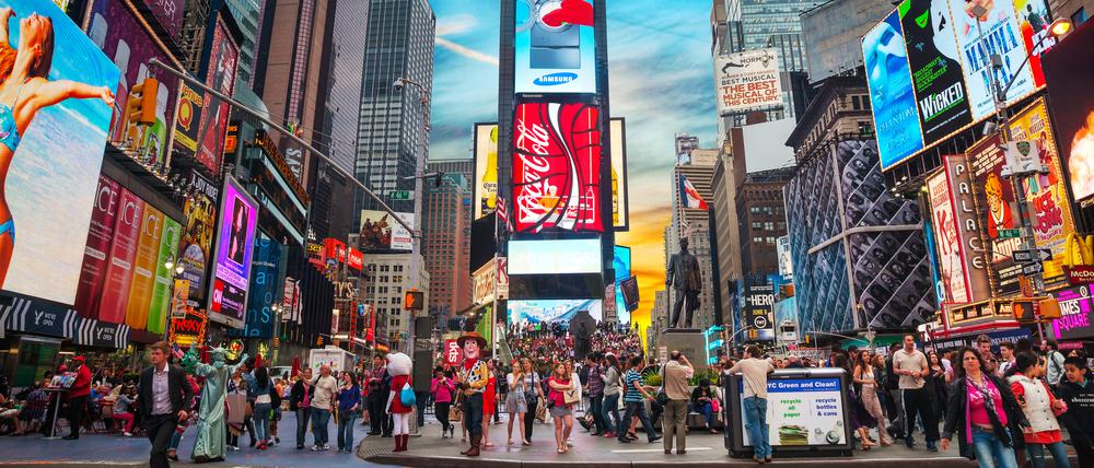Der Times Square ist eines der beliebtesten Ziele von USA-Touristen in New York.