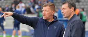 Andreas „Zecke“ Neuendorf (links neben Sportdirektor Benjamin Weber) hat bei Hertha in entscheidendem Maße bestimmt, wo es langgeht.